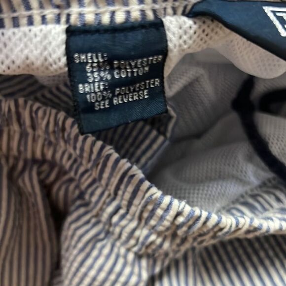 POLO RALPH LAUREN PINSTRIPE SEERSUCKER DRAWSTRING SWIM TRUNKS SHORTS‎ SIZE XL - Picture 4 of 6